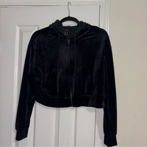 Forever 21 Black Velvet Bomber Jacket